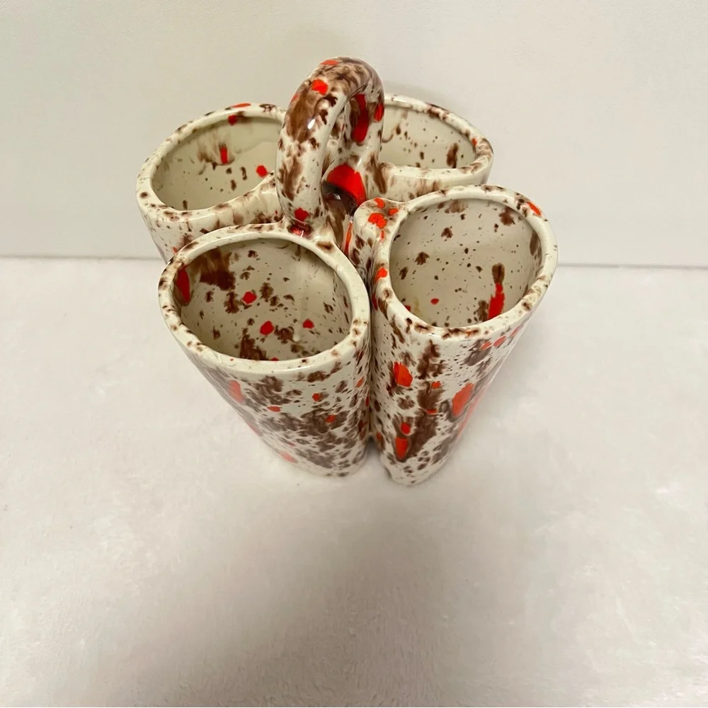 Vintage Ceramic Splatter Glaze Vase or Trinket Holder 1970’s 8” Tall